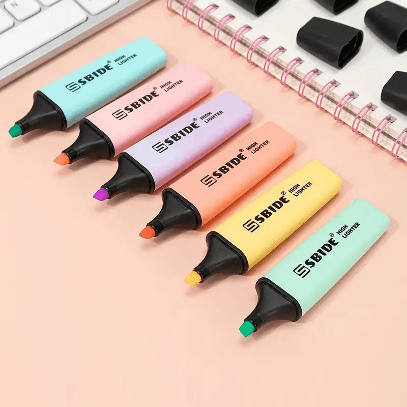 ปากกามาร์กเกอร์เรืองแสง 6 สี – เครื่องเขียนน่ารักสําหรับเด็ก School Study & Higlighter ชุดปากกา รูปที่ 3