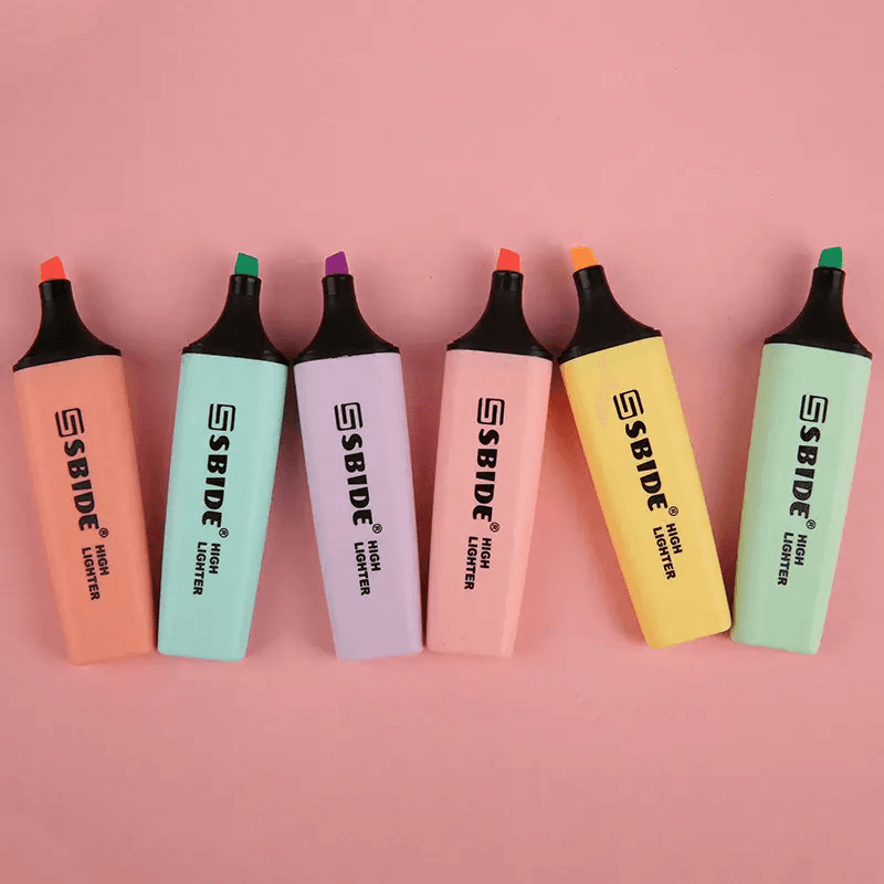 ปากกามาร์กเกอร์เรืองแสง 6 สี – เครื่องเขียนน่ารักสําหรับเด็ก School Study & Higlighter ชุดปากกา รูปที่ 4