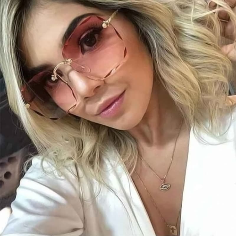 แว่นกันแดดทรงสี่เหลี่ยมไร้กรอบสําหรับผู้หญิงแฟชั่น Bold Minimalist UV400 Protection รูปที่ 4