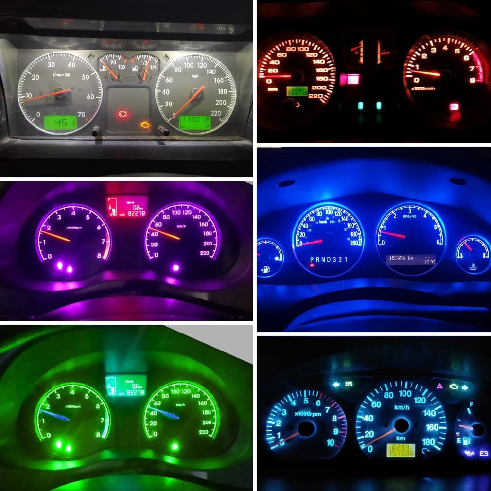 มี7สี หลอดไฟ LED T5 แผงหนัาปัด เรือนไมล์ สวิตช์แอร์ คอนโซล รูปที่ 4