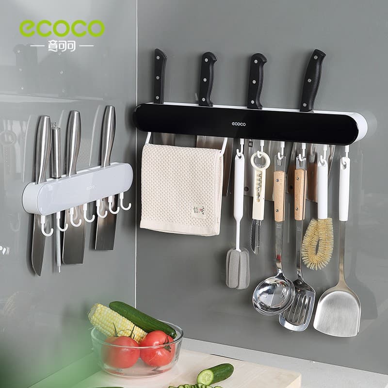 ECOCO ที่ใส่มีดที่ ใส่มีดที่ใส่มีดติดผนัง อุปกรณ์ครัวกรงตะเกียบ ชั้นวางของ ในตัวชั้นเก็บของอเนกประสงค์ รูปที่ 1