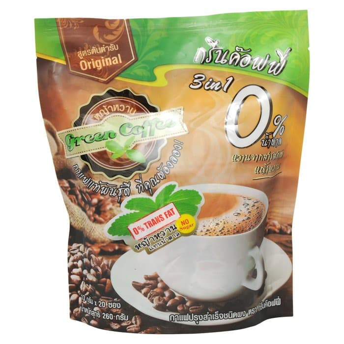 กรีนค๊อฟฟี่ 3 อิน 1 กาแฟปรุงสำเร็จชนิดผง สูตรต้นตำรับ 260 ก. จำนวน 13 ก. x .. รูปที่ 1