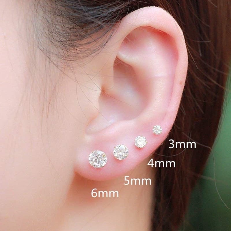 ร้านไทย ต่างหูเงินแท้ 925 แพ้ง่ายใส่ได้ ต่างหูเพชร cz earrings รูปที่ 4