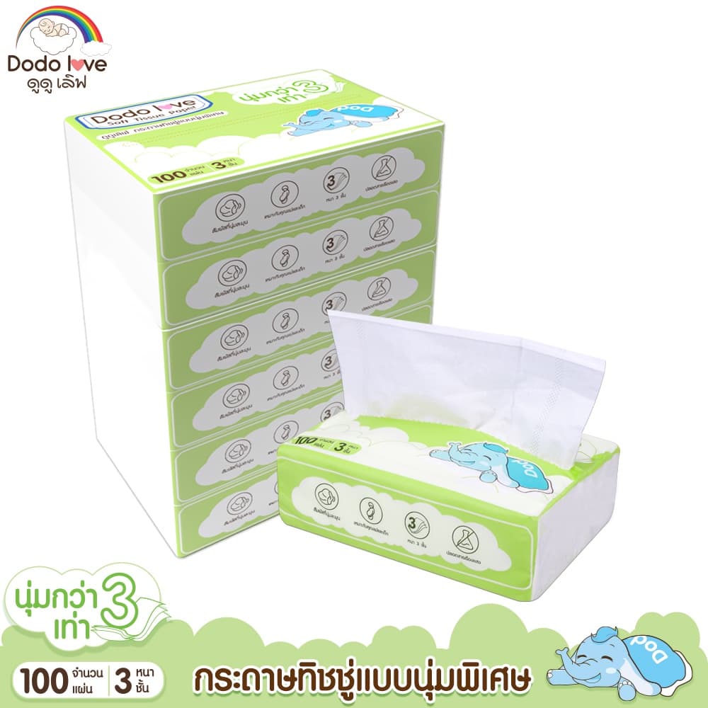 DODOLOVE กระดาษทิชชู่ ทิชชู่ สำหรับเด็กอ่อน แบบนุ่มพิเศษ 3 เท่า Soft Tissue Paper รูปที่ 2