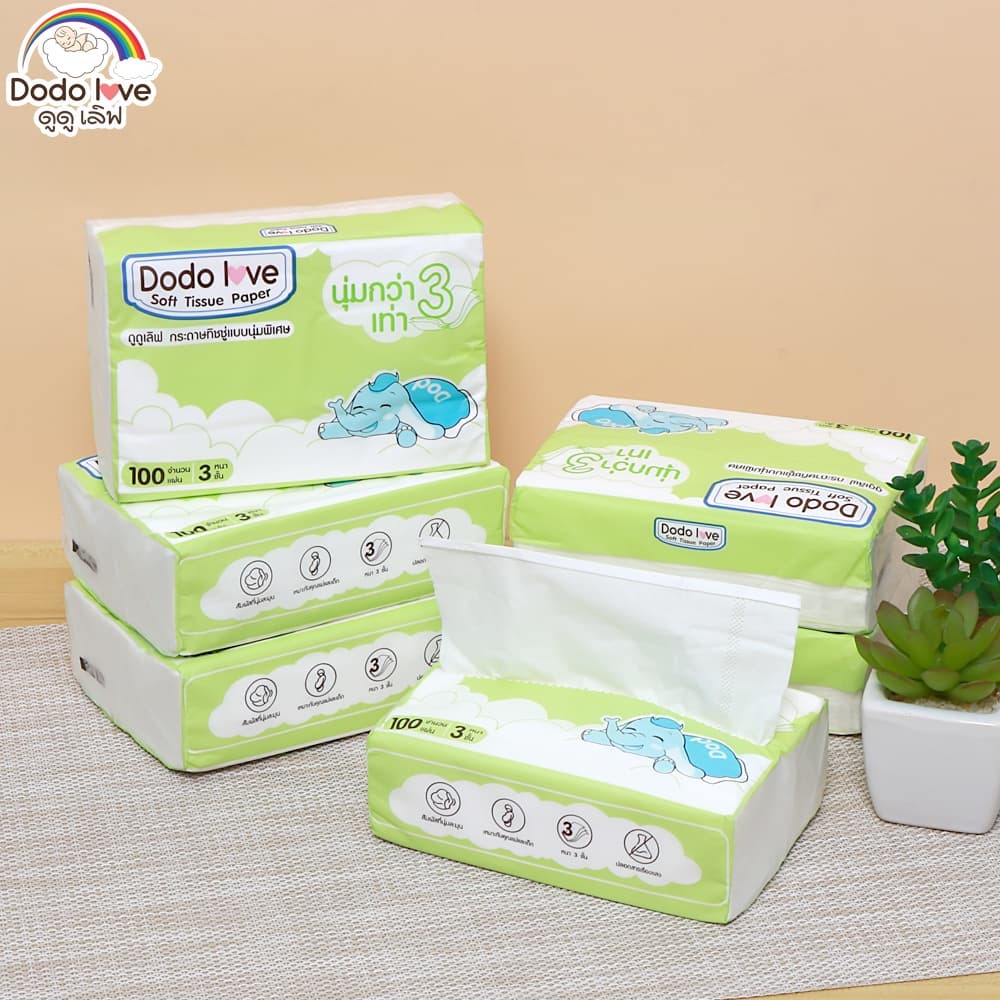 DODOLOVE กระดาษทิชชู่ ทิชชู่ สำหรับเด็กอ่อน แบบนุ่มพิเศษ 3 เท่า Soft Tissue Paper รูปที่ 3