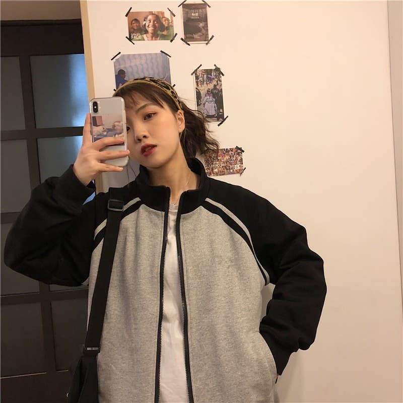 เสื้อกันหนาวผู้หญิง เสื้อคลุมแขนยาว แบบมีซิป ผ้าสำลี ใส่สบาย รูปที่ 3