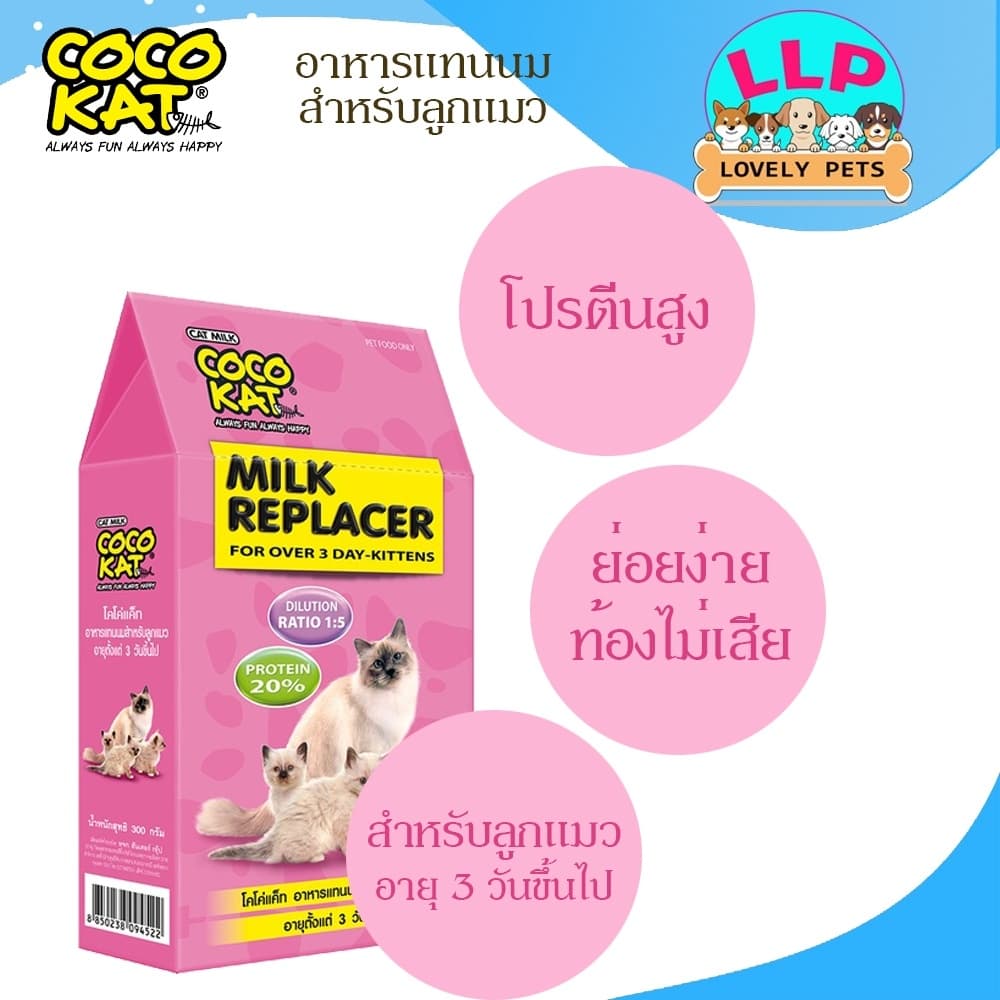 COCOKAT โคโค่เเคท นมเเพะผงสำหรับลูกเเมว 150g.-300g. รูปที่ 2