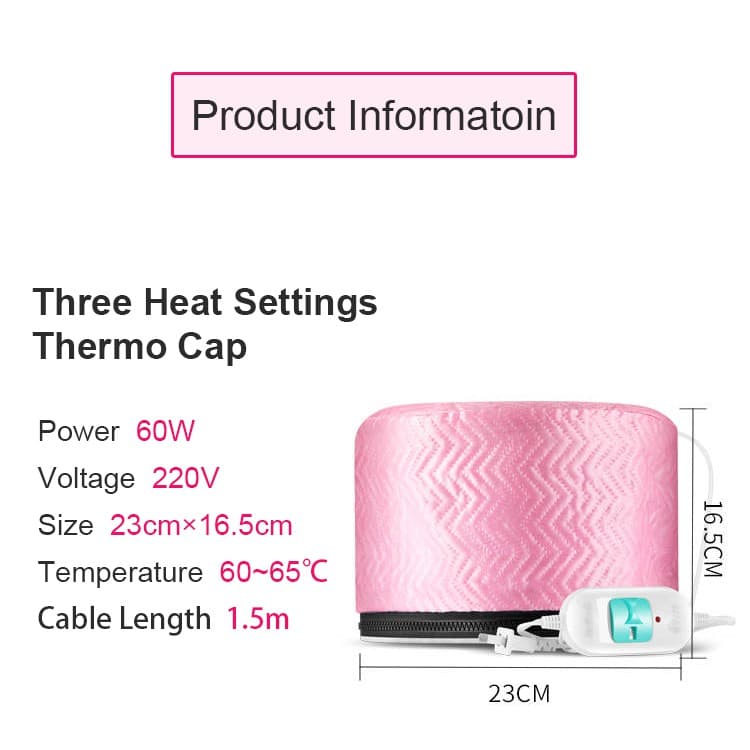 หมวกอบไอน้ำ สีชมพู ระบบไฟฟ้า ที่บ้าน ถนอมเส้นผม รุ่น THERMO CAP TV Electric Heating Hair Thermal Steamer Hair Care SPA รูปที่ 5