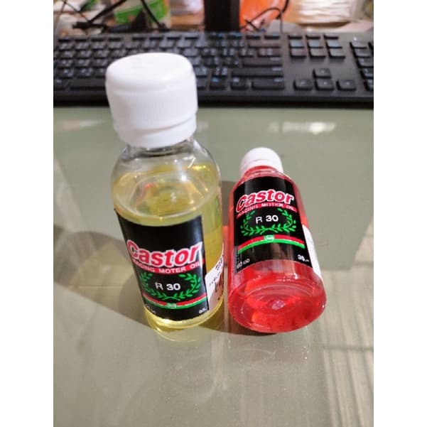 หัวเชื้อCastor~R30ขนาด60cc/แดง2จังหวะ-เหลือง4จังหวะขอสุ่มยี่ห้อ/ขวดมาแต่ละรอบมีทั้งแบบแบน/กลม รูปที่ 2