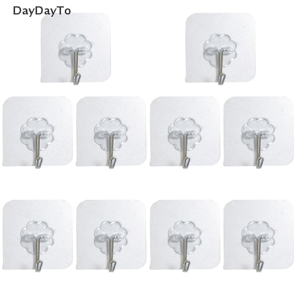 Daydayto ตะขอแขวนกุญแจ สเตนเลส แบบใส มีกาวในตัว แข็งแรง อเนกประสงค์ สําหรับห้องครัว ห้องน้ํา 10 ชิ้น รูปที่ 8