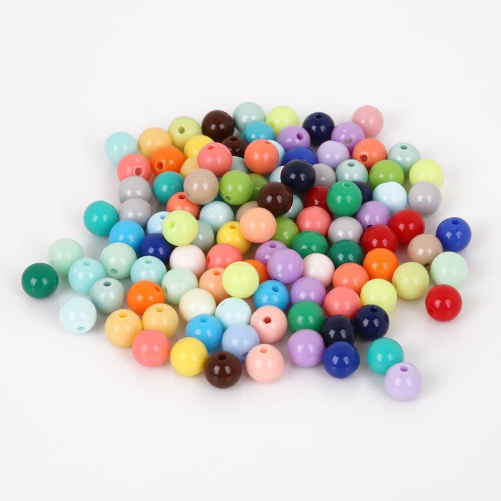 6 มม. 8 มม. 100/200 ชิ้น หลายสี ลูกปัดอะคริลิก ครอบหลวม Spacer Fit DIY เครื่องประดับสร้อยข้อมือและสร้อยคอดля мужчинและженщин รูปที่ 4