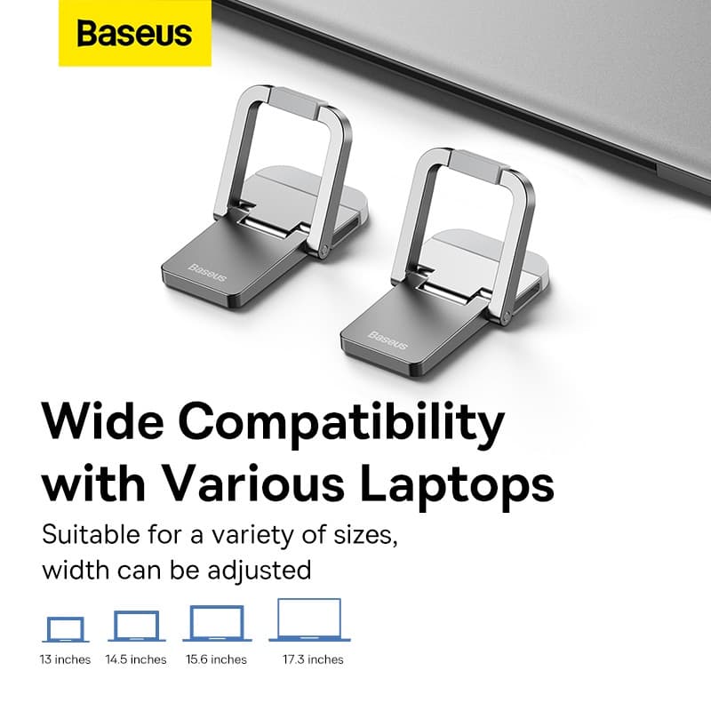 BASEUS ขาตั้งแล็ปท็อปแบบพกพา 2 ชิ้น โลหะผสมสังกะสี รับน้ำหนักได้ 10 กก. รูปที่ 5