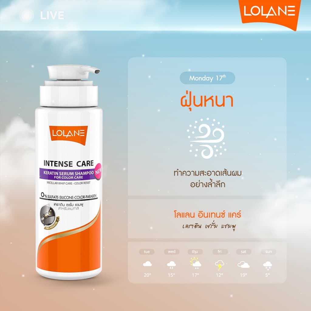แชมพู โลแลน อินเทนซ์ แคร์ เคราติน เซรั่ม Lolane Intense Care Keratin Serum Shampoo 400 ml. รูปที่ 9
