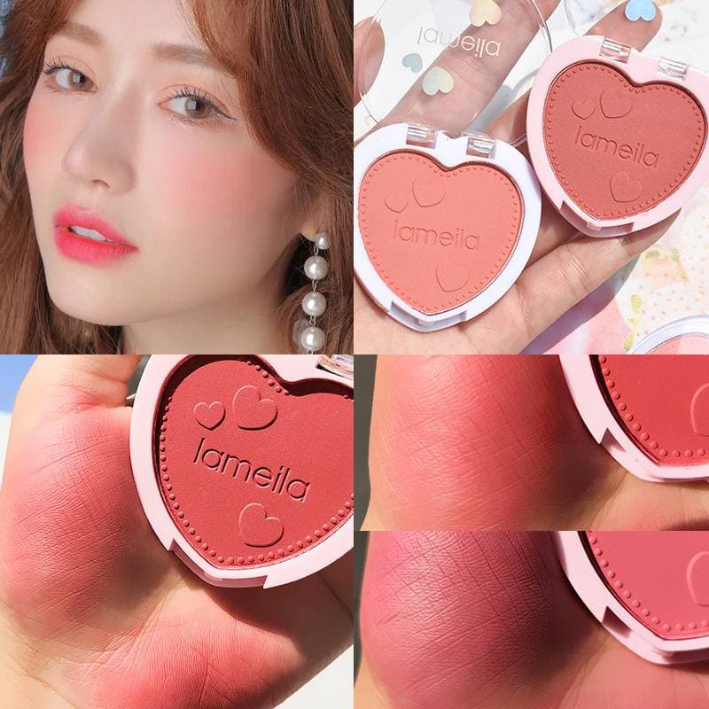N064 ลาเมล่าบลัชออนหัวใจ เนื้อดี สีสวย บลัชออนโทนส้ม ส้มพีช ชมพูพีช รูปที่ 6
