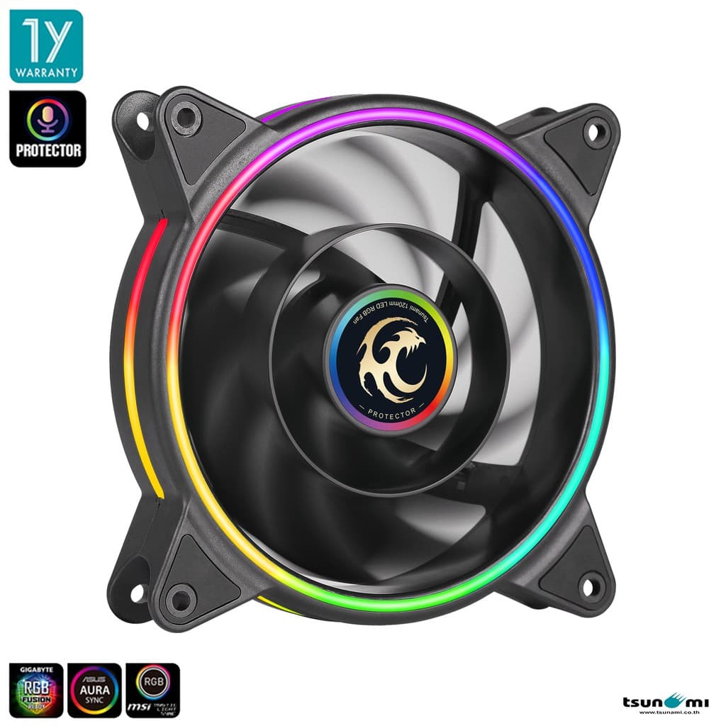 พัดลมระบายความร้อนTsunami Protector 1250 Cooling Fan *1 ARGB Ready 12CM รับประกันสินค้า 1 ปี รูปที่ 3