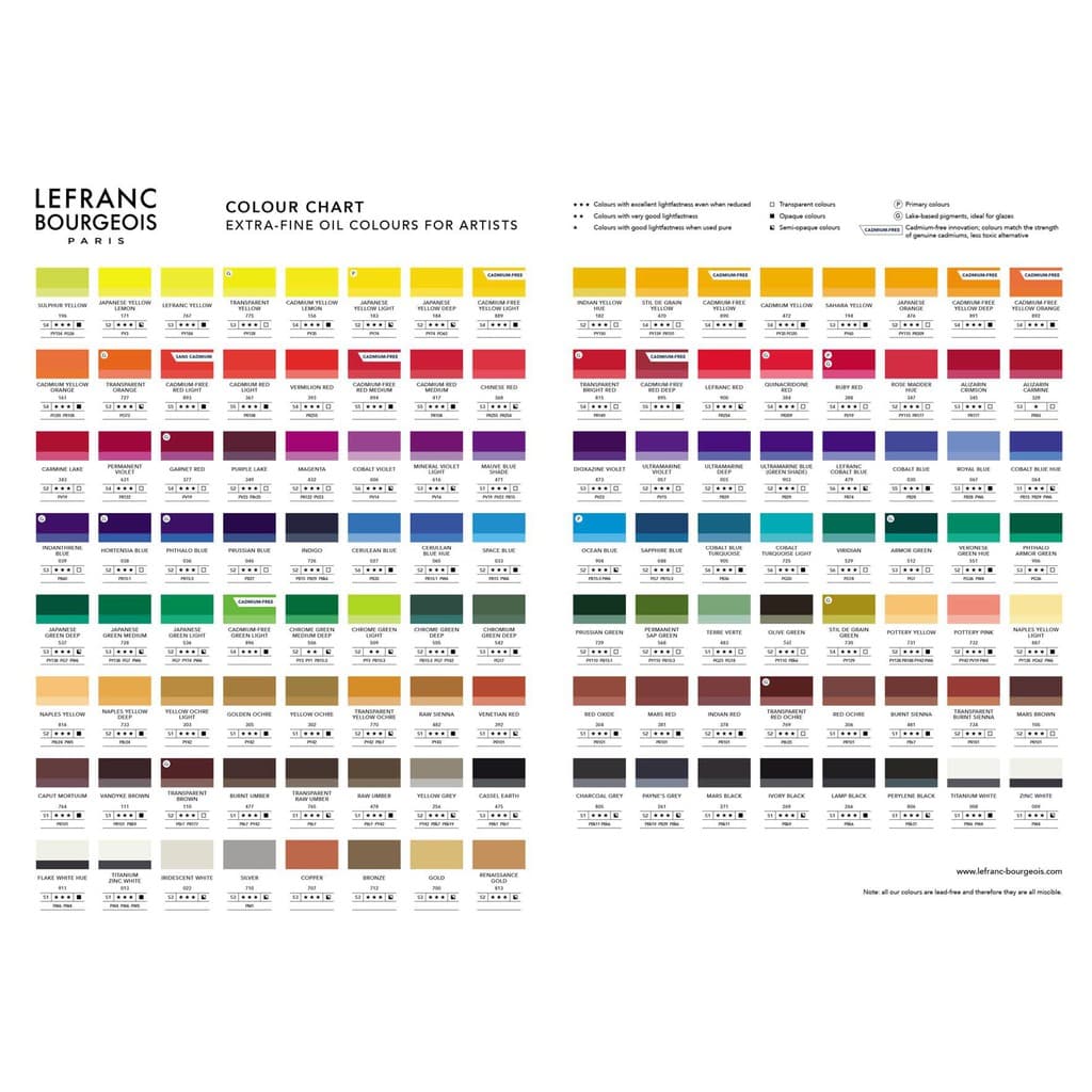 สีน้ำมัน Lefrance Extra Fine หลอดเงิน 40 ML. มีให้เลือก 120 สี รูปที่ 2