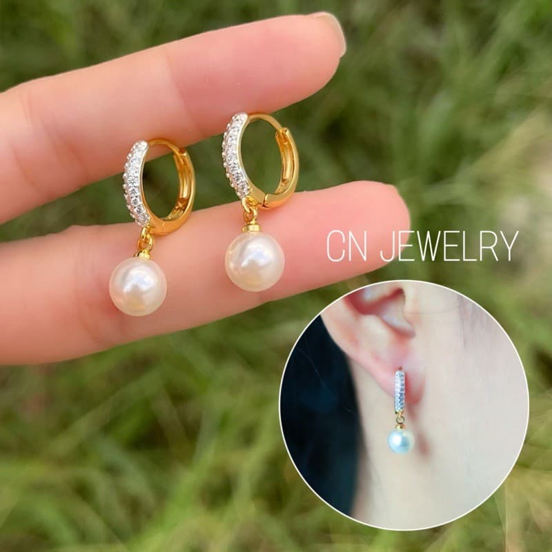 ต่างหูห่วงไข่มุก โบว์มุก รุ่นมุกขายดี 1คู่ CN Jewelry earing ตุ้มหู ต่างหูแฟชั่น ต่างหูเกาหลี ต่างหูมุก รูปที่ 2