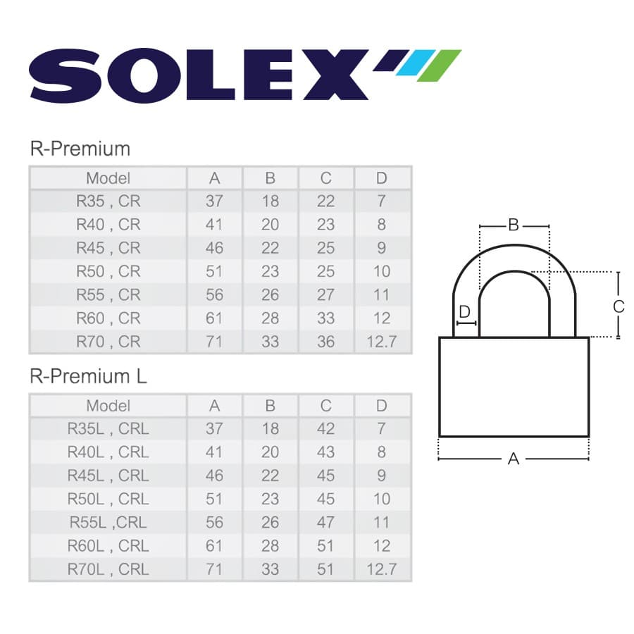 SOLEX กุญแจคล้อง R-PREMIUM งวงสแตนเลส รูปที่ 4