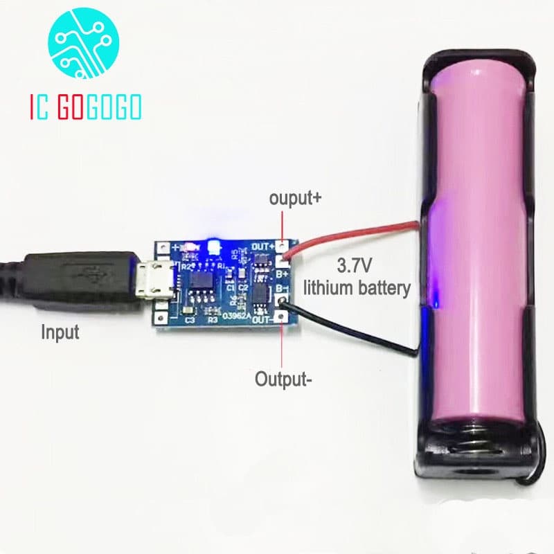 บอร์ดโมดูลป้องกันที่ชาร์จแบตเตอรี่ลิเธียม 3.7V 5V 1A 2A Li-ion Lipo Micro USB Type-C รูปที่ 1