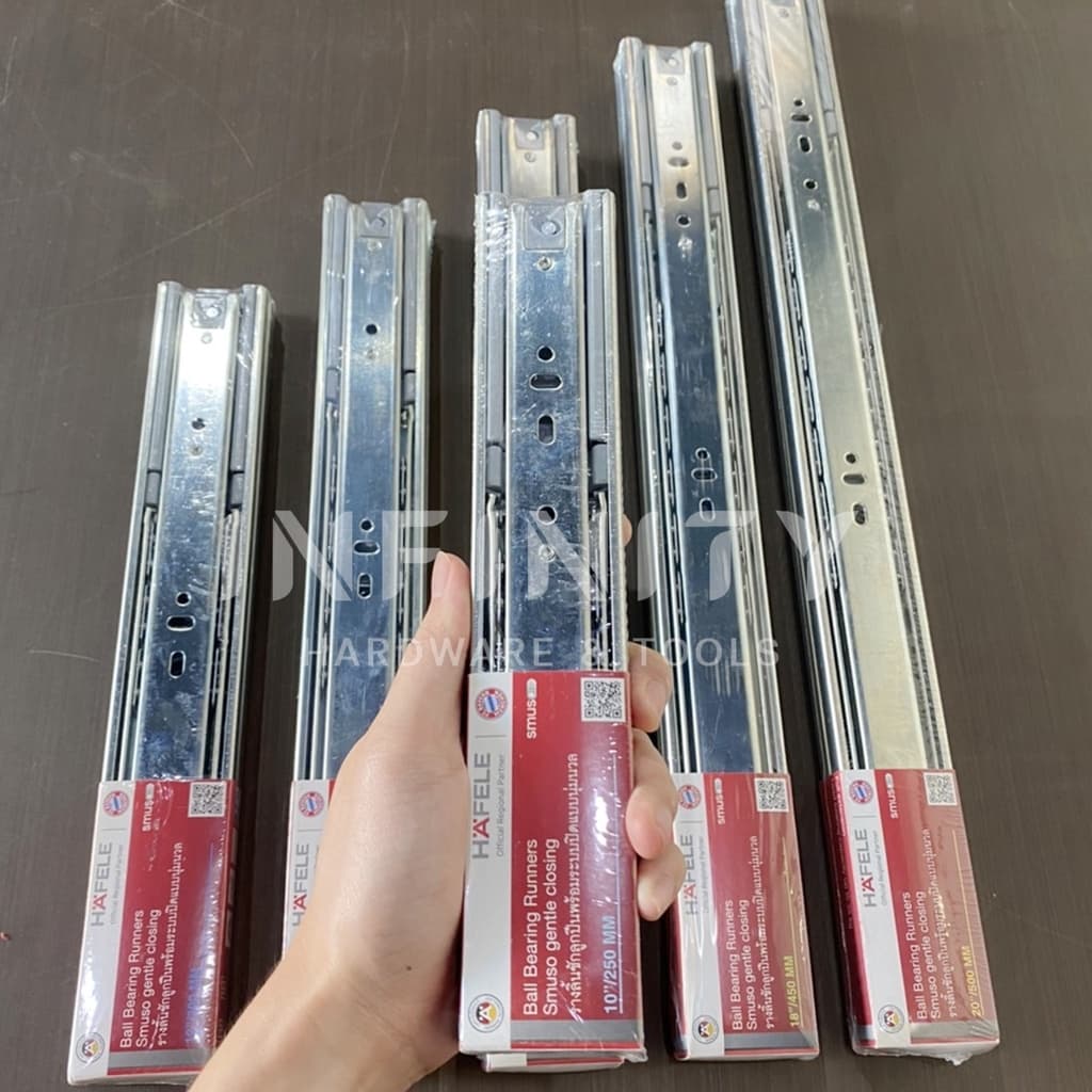 Hafele รางลิ้นชัก 2 ตอน ระบบ Soft Close เปิด-ปิดแบบนุ่มนวล ขนาด 10"-20" รูปที่ 6