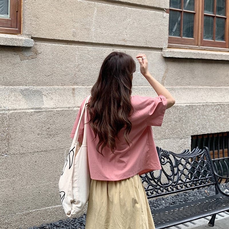 Wangda girlsเสื้อสไตล์หวาน เสื้อเชิ้ตเกาหลีทรงหลวม รูปที่ 4
