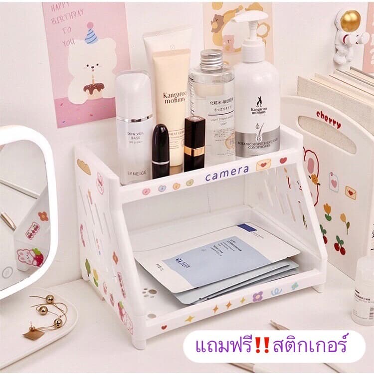 FanKe แถมฟรีสติกเกอร์ ชั้นวางเครื่องเขียน 2 ชั้น ใส่ของได้เยอะ รับน้ำหนักได้ดี รูปที่ 1