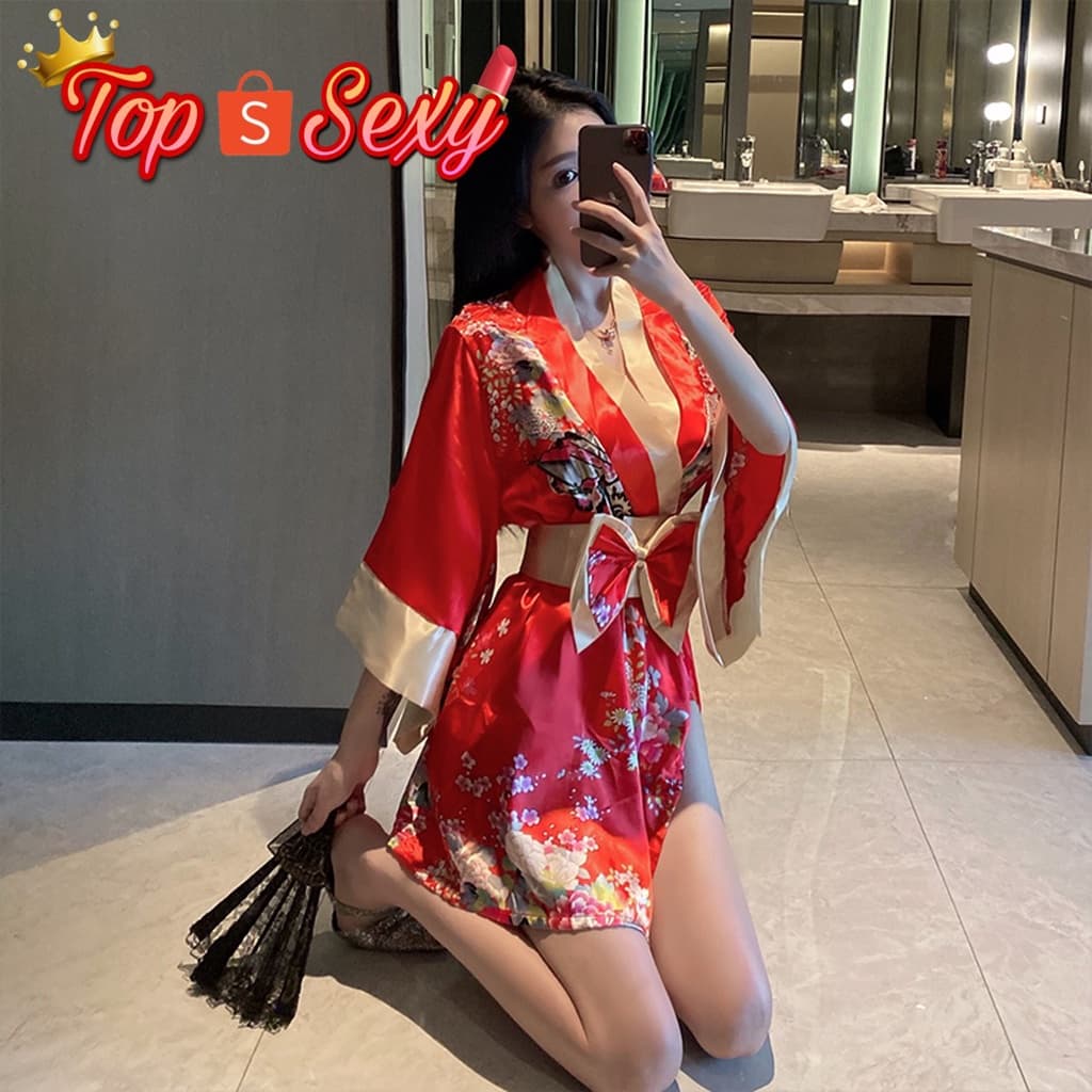 ชุดคลุม ชุดกิโมโน แบบผ้าซาติน พร้อมสายคาดเอว T-155 ราคาส่ง รูปที่ 7