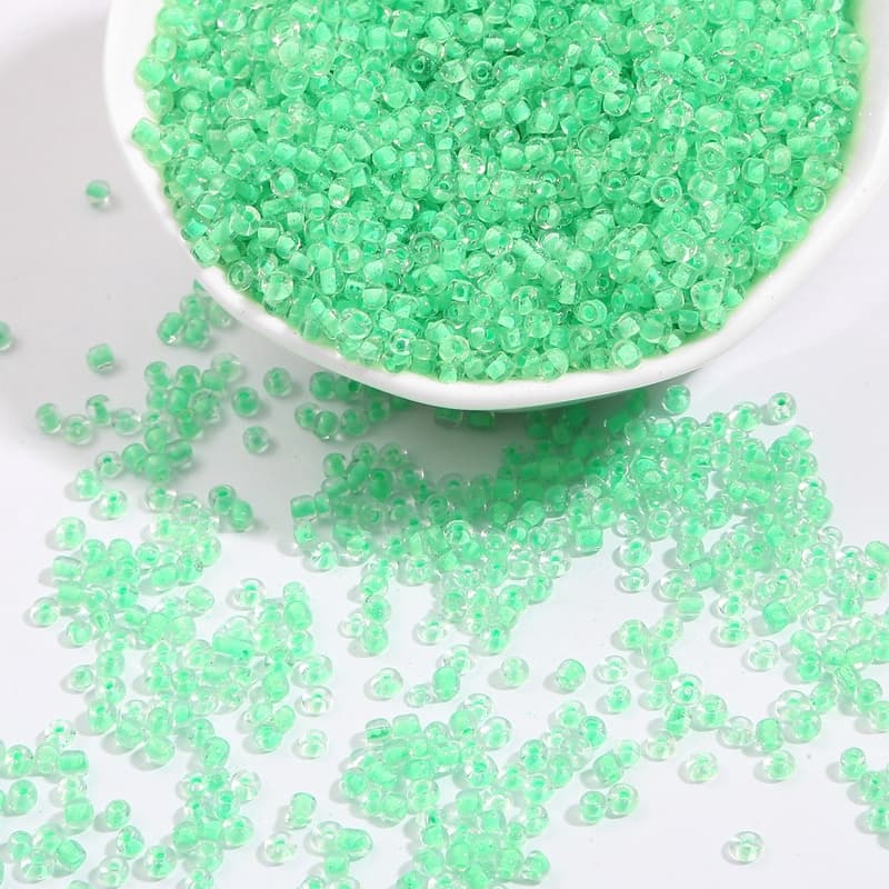 ลูกปัดแก้วเชคใสสีข้างในทรง Seed Spacer ขนาด 2/3/4 มม. สำหรับงานเครื่องประดับ รูปที่ 9