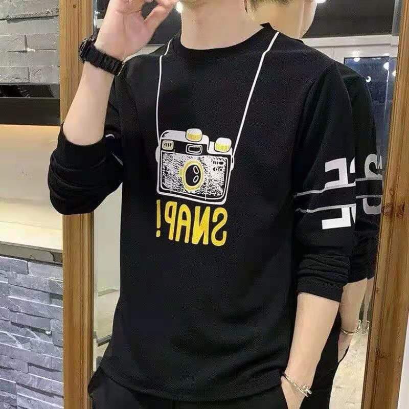 เสื้อยืดแขนยาวแฟชั่นผู้ชายลุคเกาหลี เนื้อผ้าดี ผ้าเนียนนุ่ม ใส่ไปไหนก็ดูเท่ รูปที่ 1