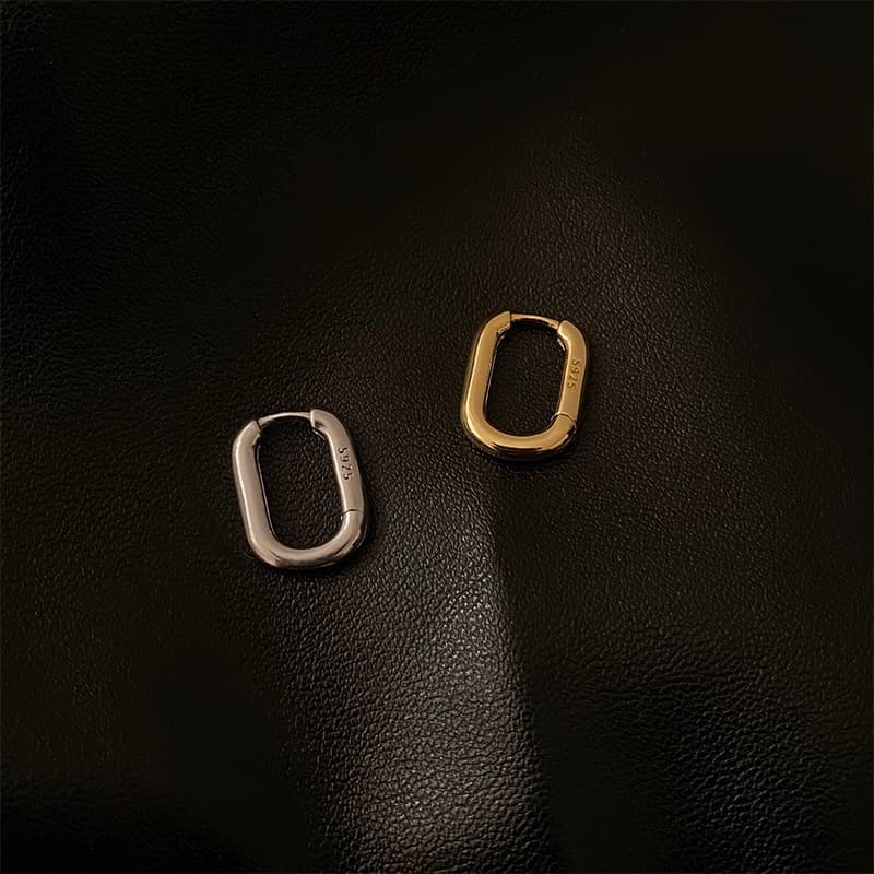 ต่างหูเงิน S925 รูปตัว U ทรงเรขาคณิต เรียบง่าย เครื่องประดับ สําหรับผู้หญิง ผู้ชาย รูปที่ 4