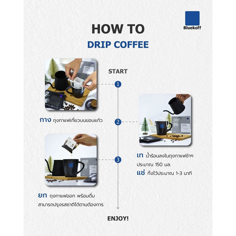 BLUEKOFF กาแฟดริป อราบิก้า 100 % THAI DRIP COFFEE DARK ROAST รูปที่ 4