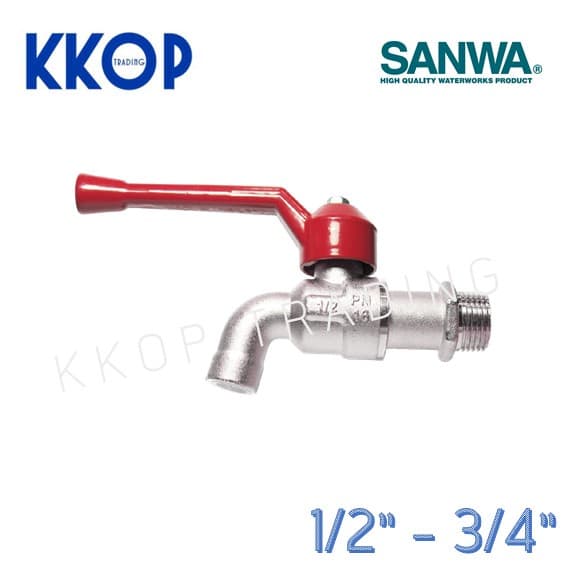 ก๊อกบอล ก๊อกน้ำ ซันวา SANWA ด้ามแดง ขนาด 1/2" 3/4" รูปที่ 5