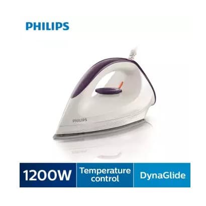 PHILIPS เตารีดแห้ง หน้าเคลือบ DynaGlide รีดผ้าที่เรียบลื่นบนเนื้อผ้าทุกชนิด 1200วัตต์ รุ่น GC160 / 22 รับประกันศูนย์2ปี รูปที่ 1