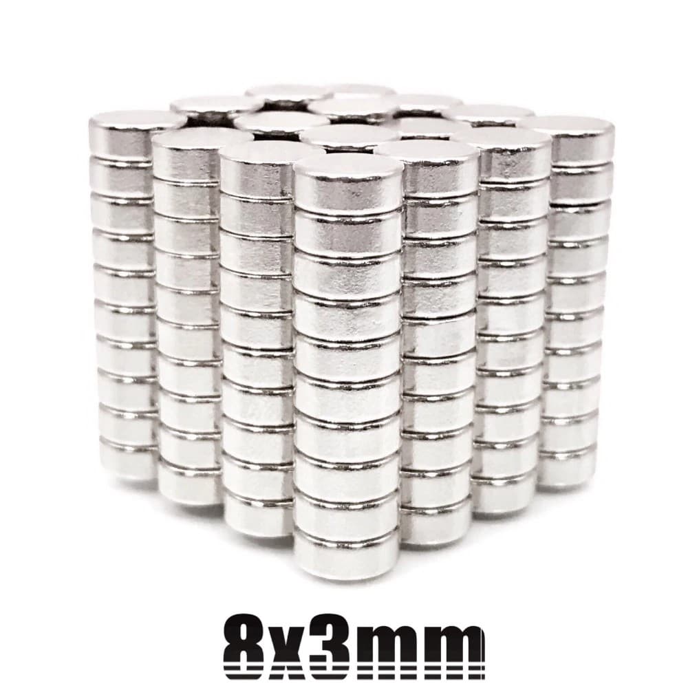 10ชิ้น แม่เหล็กนีโอไดเมียม 8x3มิล กลมแบน 8*3มิล Magnet Neodymium 8x3mm แม่เหล็กแรงสูง กลมแบน 8mm x 3mm รูปที่ 2