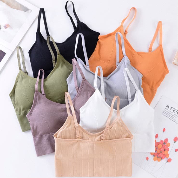 บรา สายเดี่ยว ครึ่งตัว สปอร์ตบรา เสริมฟองน้ำ ปรับสายได้ ผ้านุ่ม ระบายอากาศ เกรดพรีเมี่ยม รูปที่ 2
