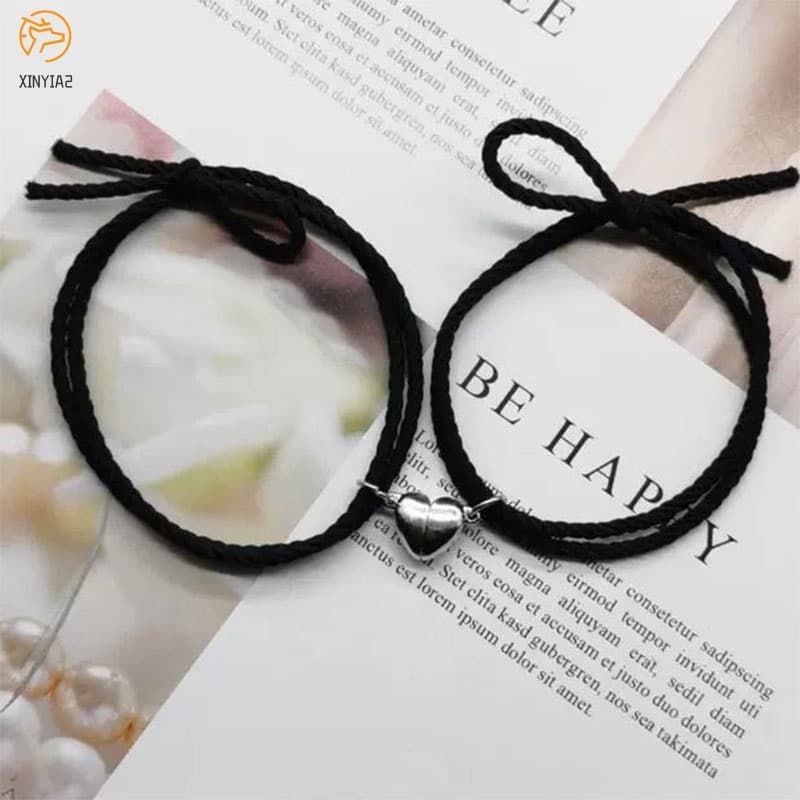 2 ชิ้นสร้อยข้อมือคู่จี้แม่เหล็ก คู่สร้างสรรค์เสน่ห์เครื่องประดับคนรักของขวัญ/คู่แม่เหล็กทอ รูปที่ 6