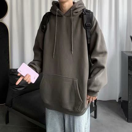 เสื้อกันหนาวแขนยาว มีฮู้ด สีพื้น แฟชั่นสำหรับผู้ชาย ไซซ์ M-5XL รูปที่ 4