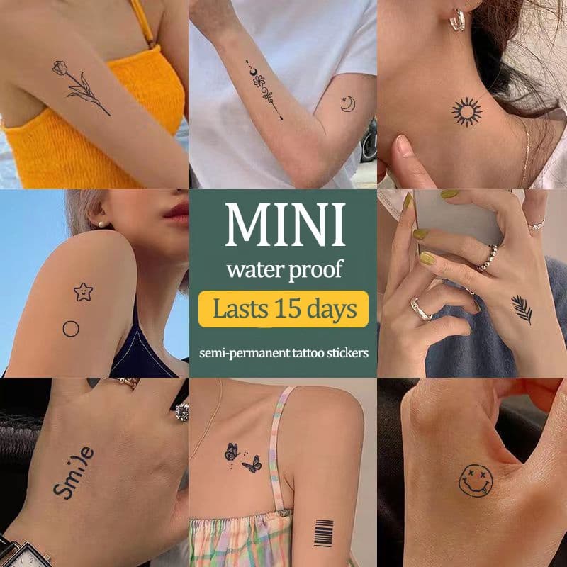 สติกเกอร์รอยสักชั่วคราว กึ่งถาวร ขนาดเล็ก กันน้ํา ติดทนนาน 15 วัน รูปที่ 1