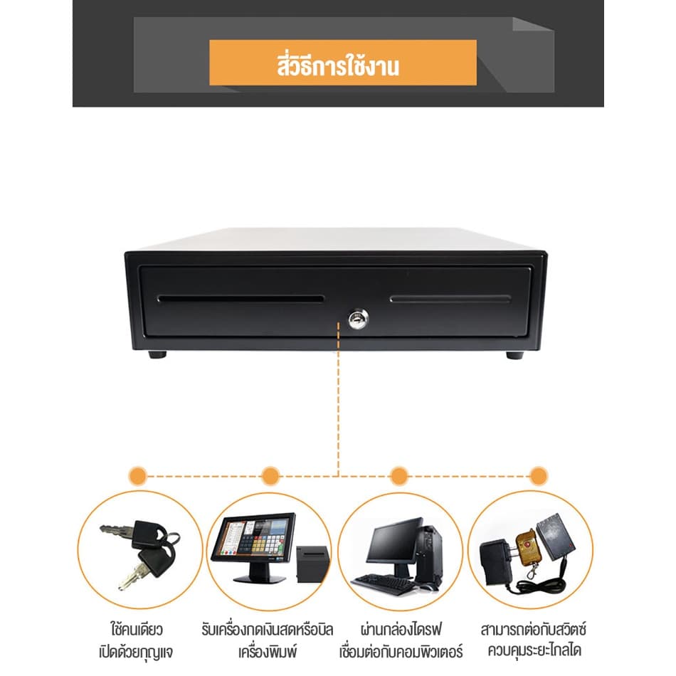 ลิ้นชักเก็บเงิน ลิ้นชักใส่เงิน เก็บเงิน ที่เก็บเงิน กล่องเงินสด Cash Drawer BQ400AH รุ่น ธนบัตร ลิ้นชัก องรับธนบัตรไทย รูปที่ 5