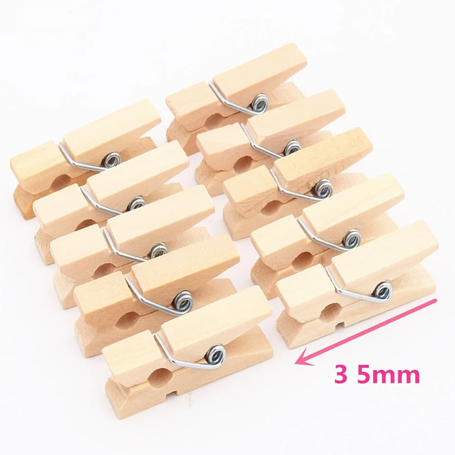 คลิปไม้หนีบ สีธรรมชาติ ขนาด 3.5x0.7 cm แถมฟรีเชือกป่าน 20, 36 อัน/แพ็ค ไม้หนีบรูป ไม้หนีบน่ารัก wooden clip รูปที่ 7