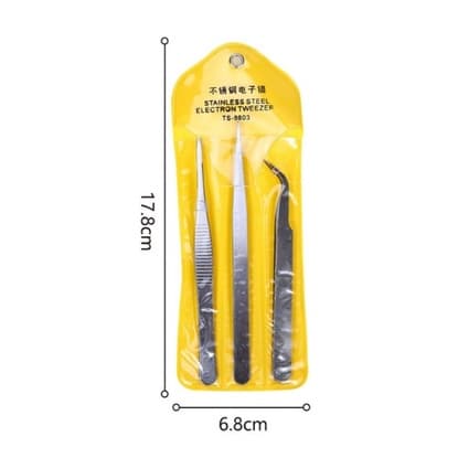 ชุดแหนบสแตนเลส 3 ชิ้น คีมคีบแหนบรุ่น DIY แหนบอิเล็กทรอนิก รูปที่ 2