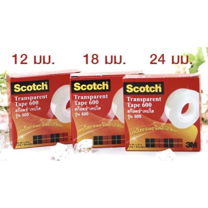 เทปใส 3M Scotch เบอร์ 600 แกน 1" ยาว 36 หลา รูปที่ 1