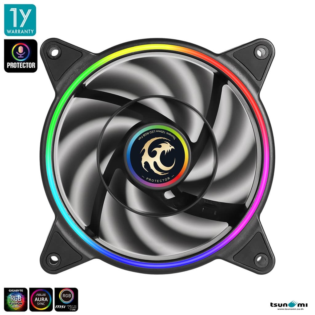 พัดลมระบายความร้อนTsunami Protector 1250 Cooling Fan *1 ARGB Ready 12CM รับประกันสินค้า 1 ปี รูปที่ 2