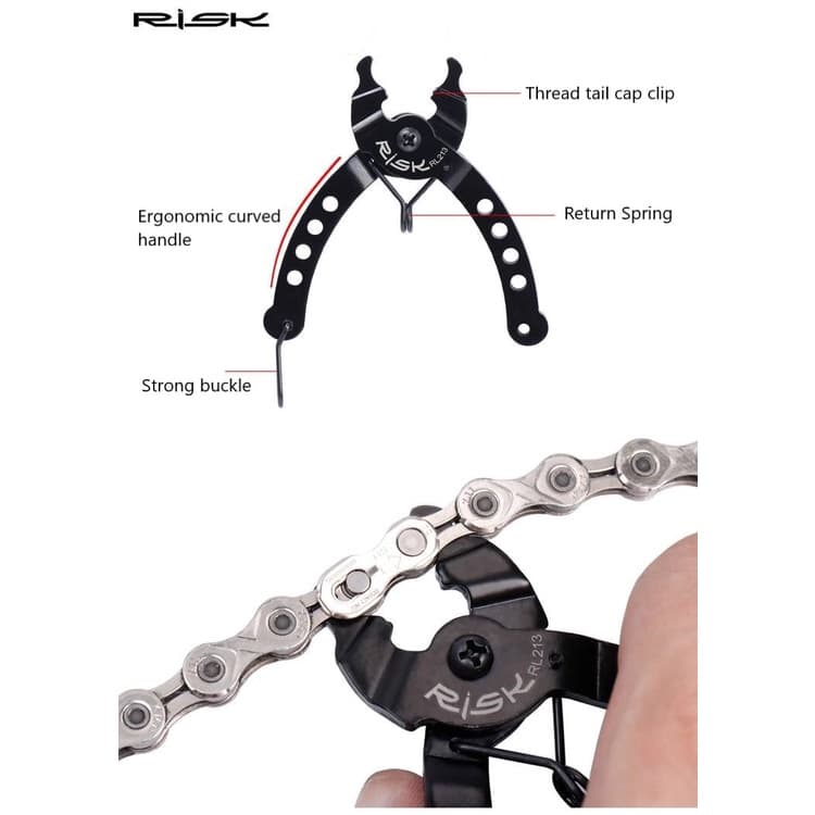 คีมปลดข้อต่อโซ่ปลดเร็ว แบบบีบ/แบบถ่าง RISK พร้อมขอเกี่ยวโซ่ Smartbike รูปที่ 2