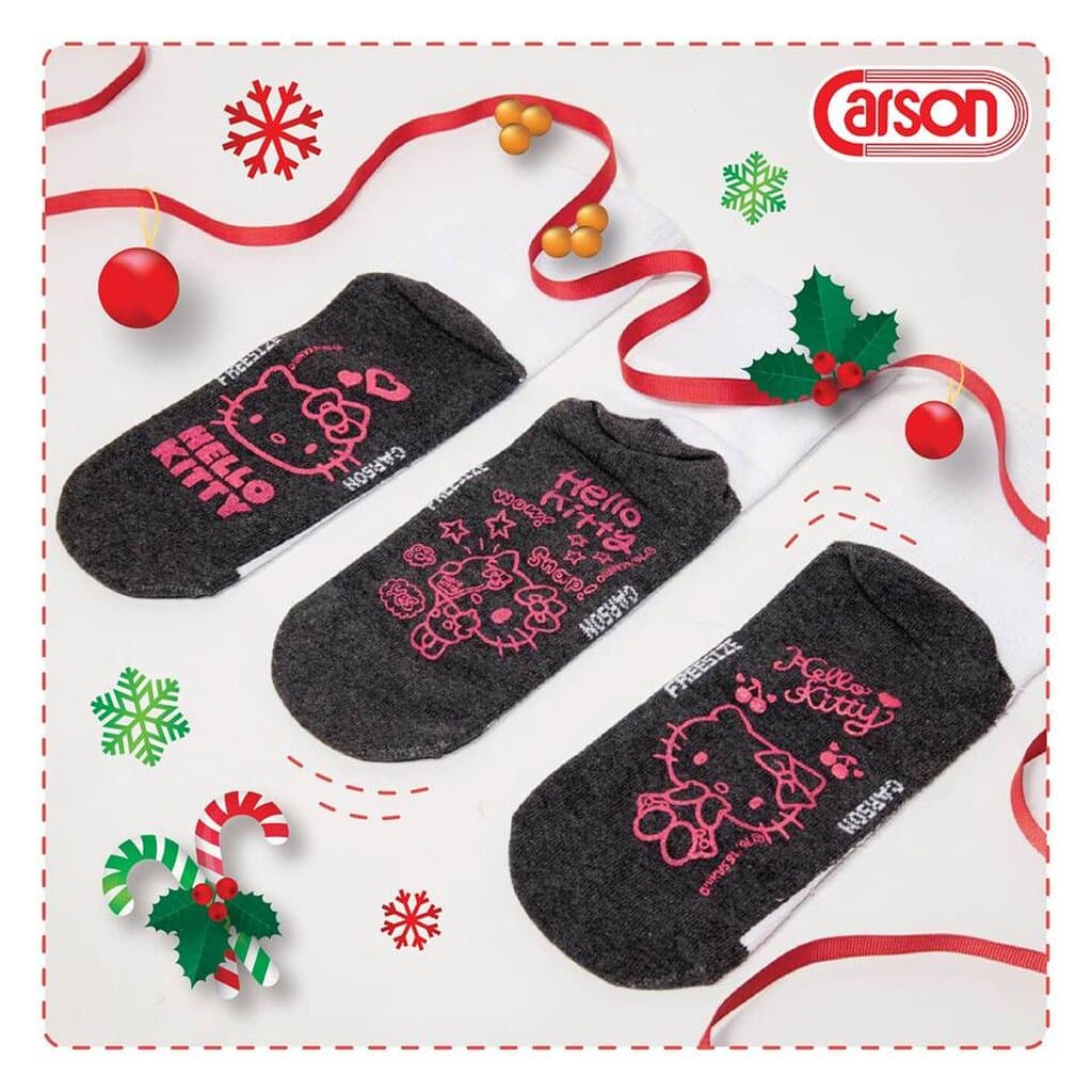 Carson ถุงเท้านักเรียนคาร์สัน ลายกันลื่น Hello Kitty ลิขสิทธิ์แท้ พื้นกันลื่นชมพู รูปที่ 4