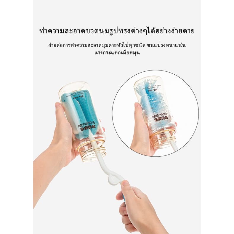 เซ็ต 5 ชิ้น ชุดแปรงล้างขวด จุกนม ด้ามหมุน ฟองน้ำ แปรงล้างขวดนม ชุดสุดคุ้ม รูปที่ 7