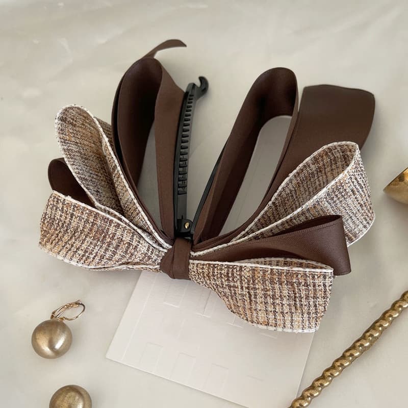 Bow banana clip กิ๊บกล้วย ผ้าทวิส ผ้าริ้บบิ้น ขนาด 11.5cm.การันตรีวัสดุดีมาก งานสวย เก็บผมหนาได้ เก็บผมได้แน่น กิ๊บติดผม รูปที่ 5
