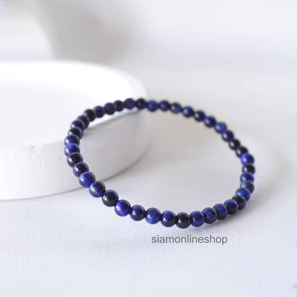 BLUE TIGEREYE หินบลูไทเกอร์อาย พลอยตาเสือสีน้ำเงิน เลือกขนาดเม็ดหินได้ สร้อยข้อมือหินแท้ by siamonlineshop รูปที่ 2