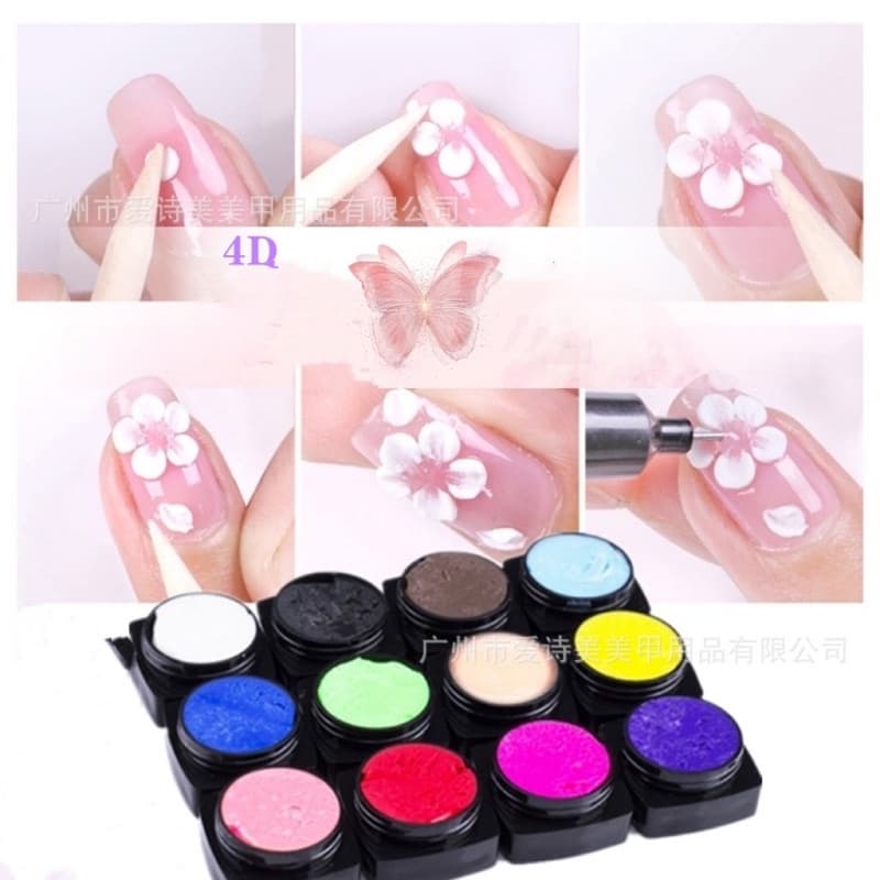 เจลสีปั้นดอก ปั้นนูน 4D UV Gel ปั้นทรงง่าย ขนาด5g รูปที่ 3
