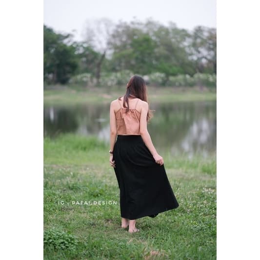 กระโปรงผ้าฝ้าย สไตล์ญี่ปุ่น กระโปรงยาว มีกระเป๋าข้าง by pafai.design รูปที่ 6